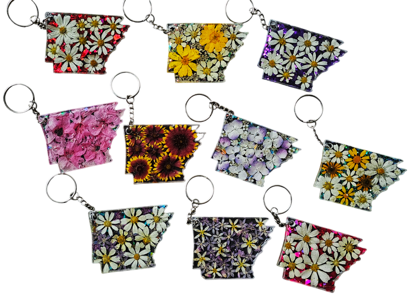 Floral Arkansas keychain