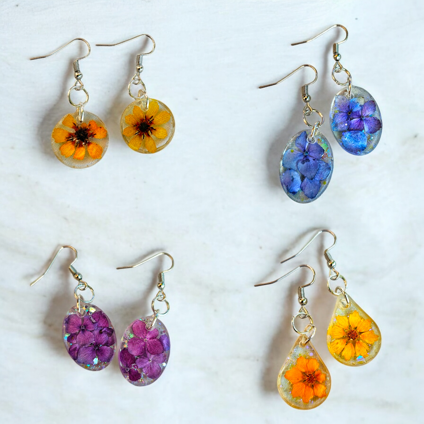 Floral Resin Dangle Earrings